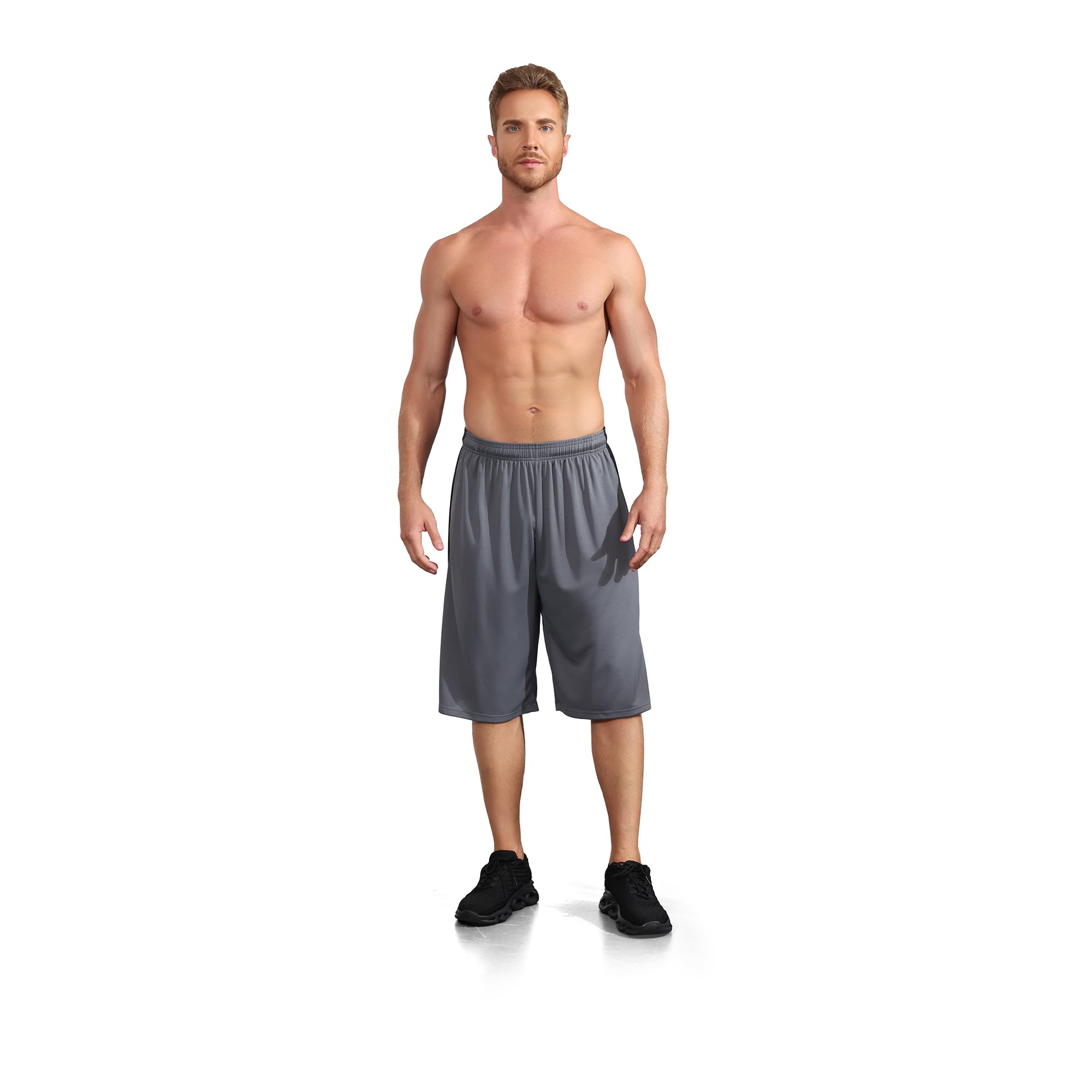 Lange Herren-Shorts, Basketball, Fitnessstudio, schnelltrocknend, Camouflage-Shorts mit Taschen
