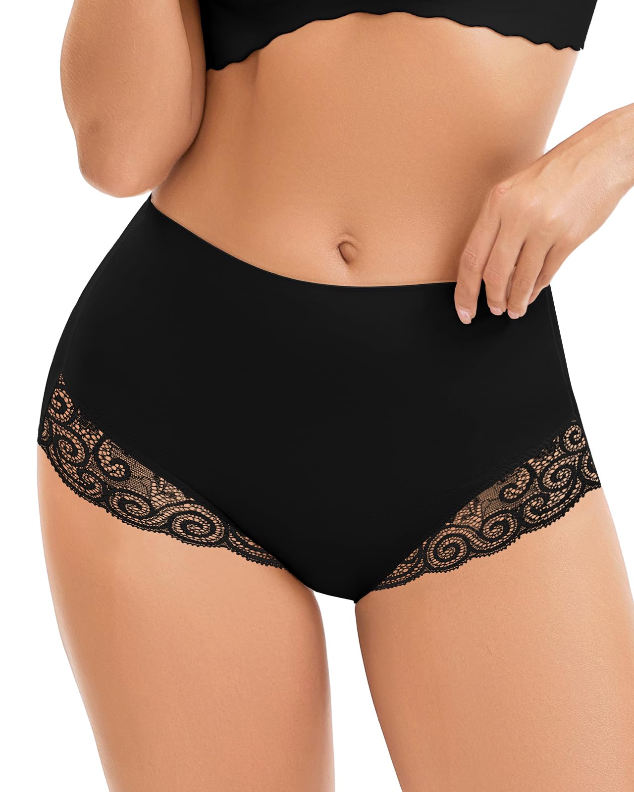 WOWENY Shapewear Damen Miederhose Bauchweg Mit Spitze Figurformender Body Shaper Miederslip Unterwäsche für Damen