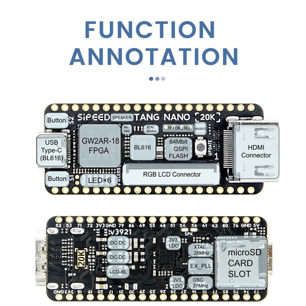 Scheda di Sviluppo FPGA Tang Nano 20K RISCV Linux per Lettori di Giochi retrò Durevole Facile da Installare Facile da Usare