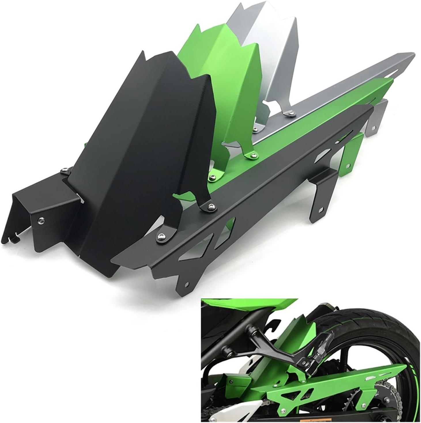 Chain Cover Protective Guard Rear Mudguard Compatible with Ninja400 Ninja 400 2018 2019 2020 2021 Motorcycle Accessories(Black)