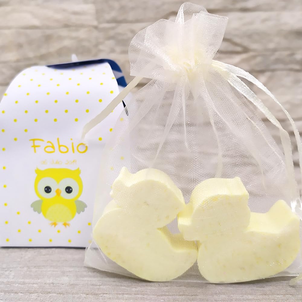 Pack ahorro 100 uds. jabones aromáticos con forma de patito - Detalle para eventos - Regalo original para invitados - Boda, bautizo, comunión - Jabón glicerina con aroma a Pomelo