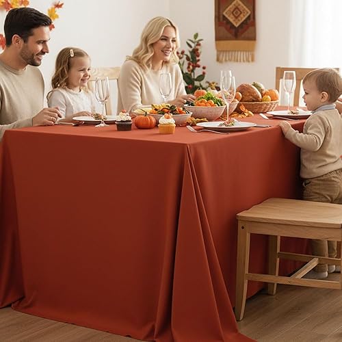 Miniatura 121 de Fitable - Paquete de 6 manteles redondos, resistentes a las manchas y lavables, manteles de tela de poliéster para bodas, fiestas, banquetes