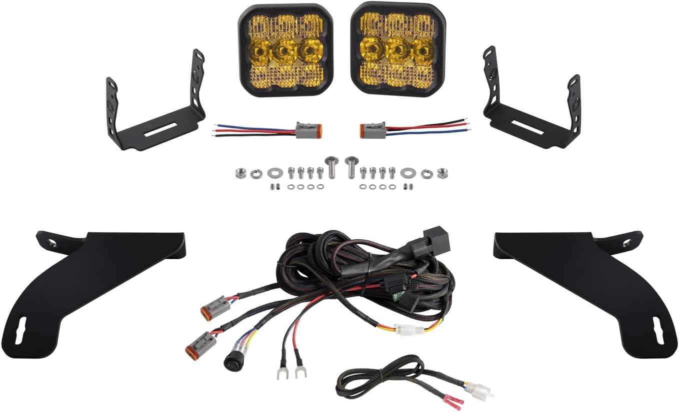 Diode Dynamics SS5 Bumper LED Pod Light Kit compatible with Ford F-150 2021-2023, Yellow Combo Pro