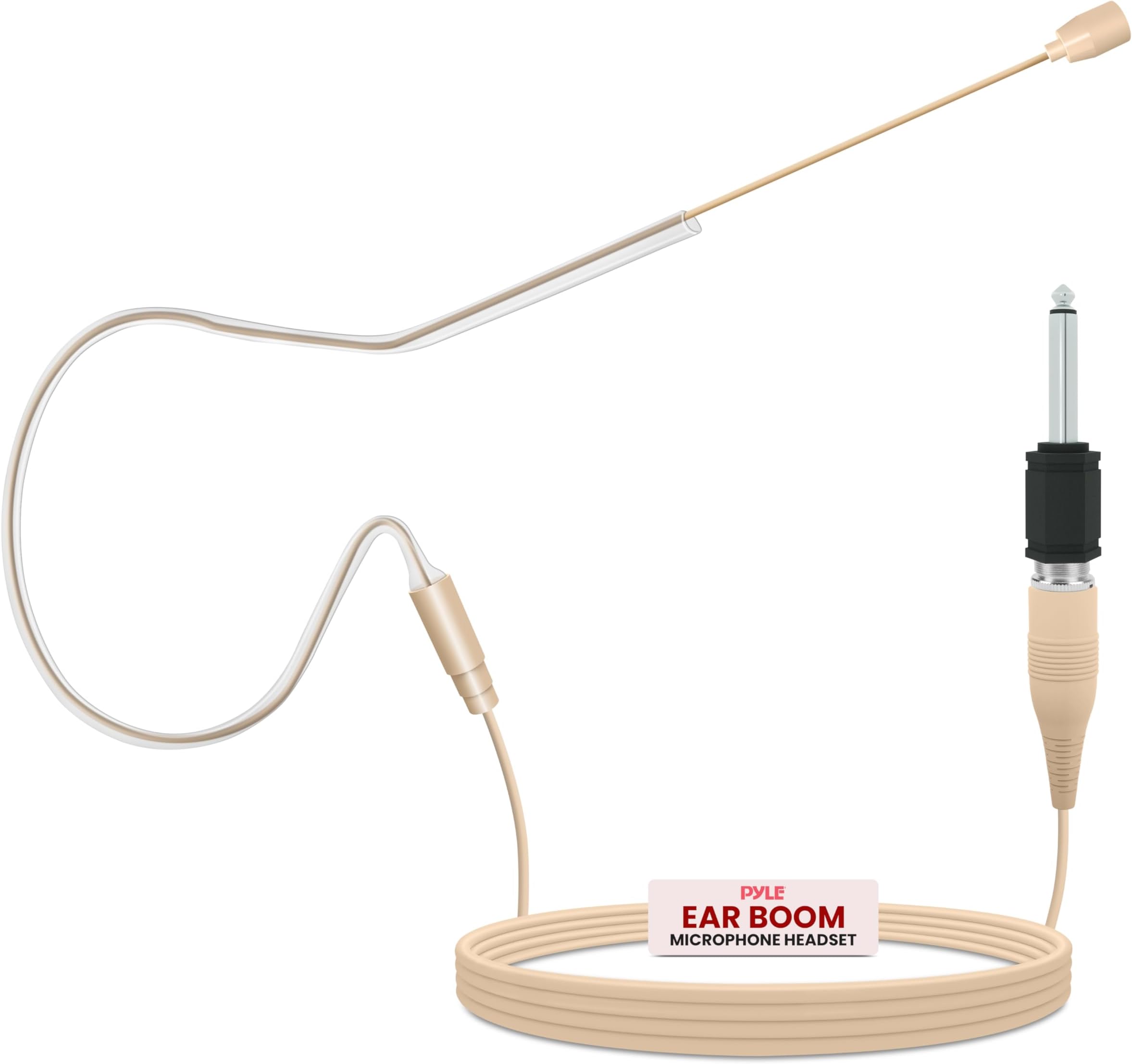 PRO Over Ear Boom Microphone Headset - Professional Hands Free Omnidirectional Wired Audio Condenser Microphone Headset w/ 3.5mm / 1/4" Adapter, 1.2m Cable, and Windscreen - PMEM1 (Beige)