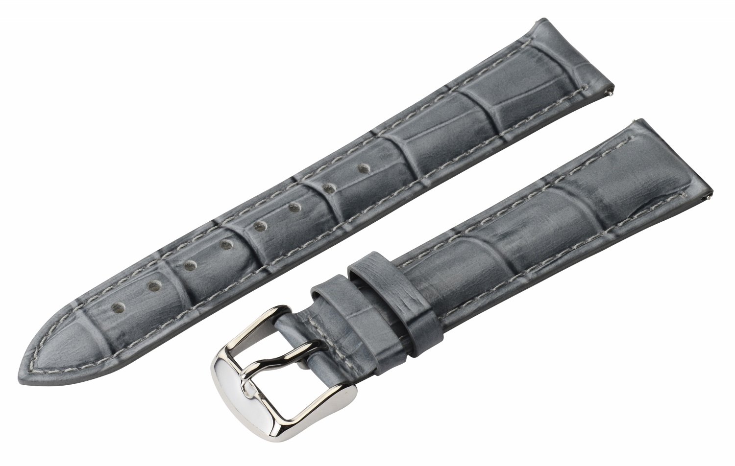 Clockwork Synergy - 2 Piece Ss Leather Classic Croco Grain Interchangeable Replacement Watch Band Strap 22mm - Grey - Men Women