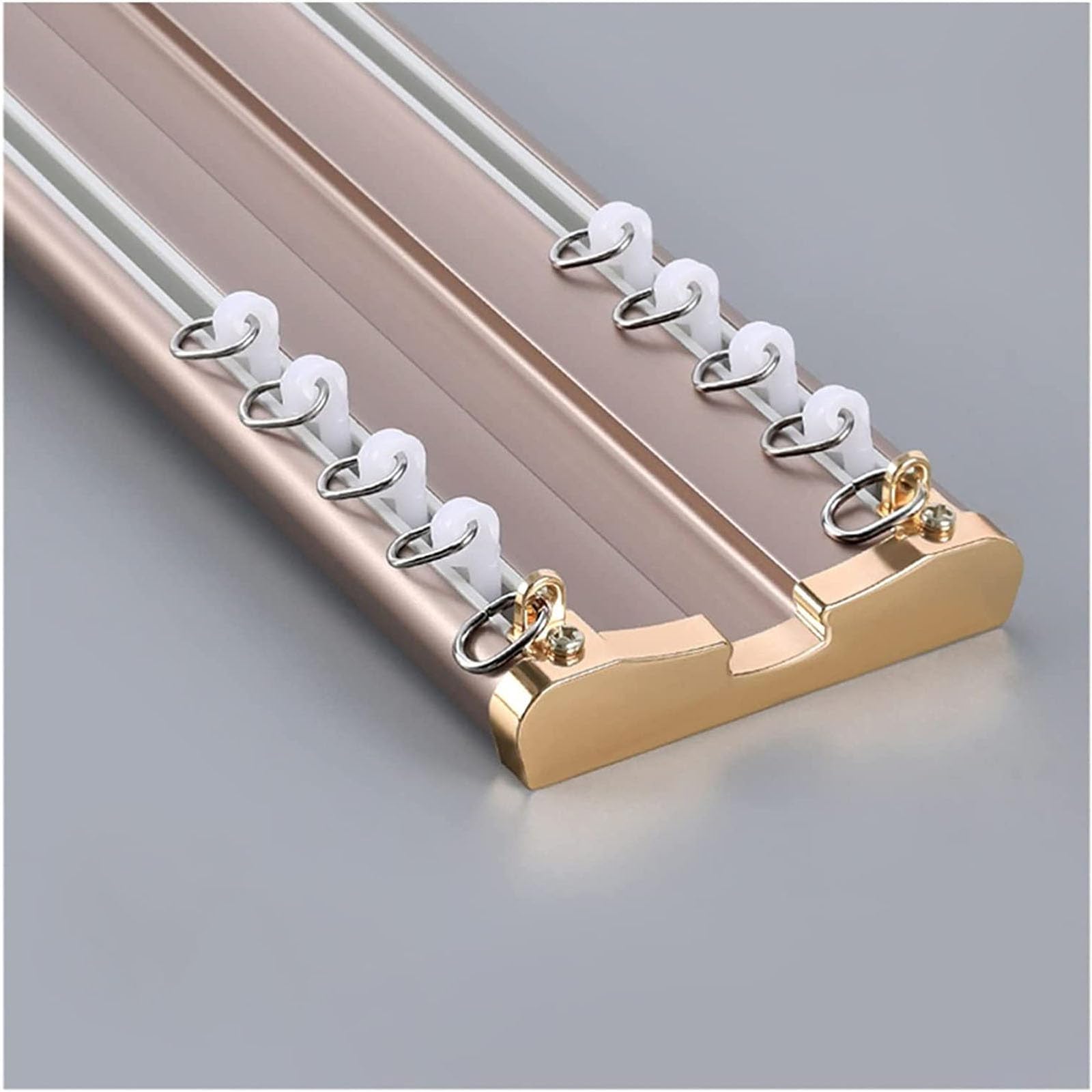 GXQFC Ceiling Curtain Track, Heavy-Duty Double Curtain Rail 1m-5m Ceiling Ceiling Tracks Mounted Room Divider Curtain Rods for Office Living Room And Room Divider (Size:1.5M,Color:Rose Gold) — image 1