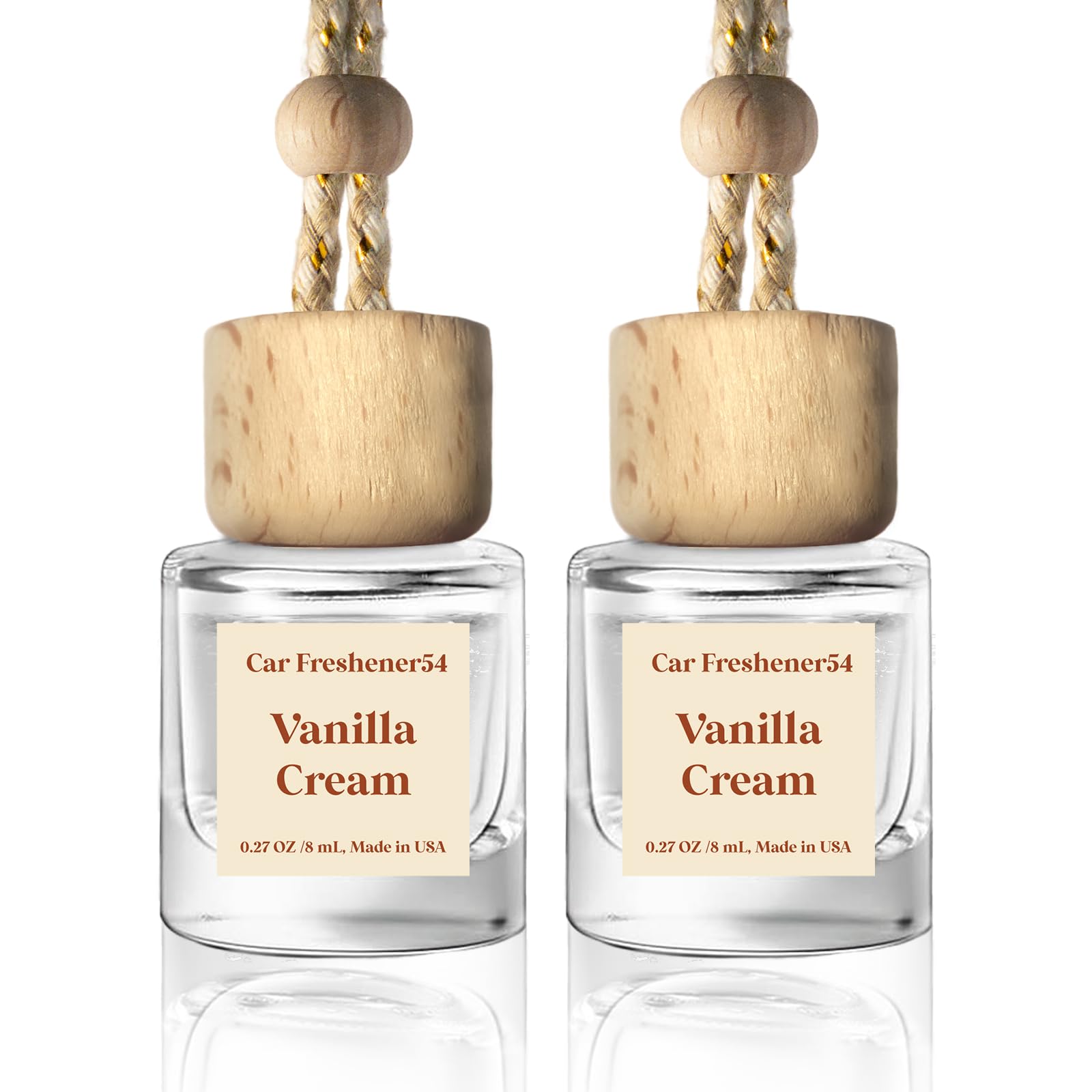 HoogaLife Car Air Freshener Diffuser 2 Pack Hanging Air Freshener Diffuser - Vanilla Cream Fragrance Oil Air D iffuser for Car, 45+ days Long Lasting Fragrance Made in USA C ar Air Fresheners (V54)