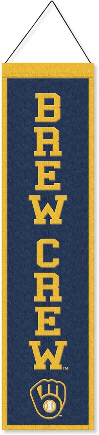 WinCraft Milwaukee Brewers Brew Crew 8x32 Inch Vertical Wool Embroidered Hanging Banner