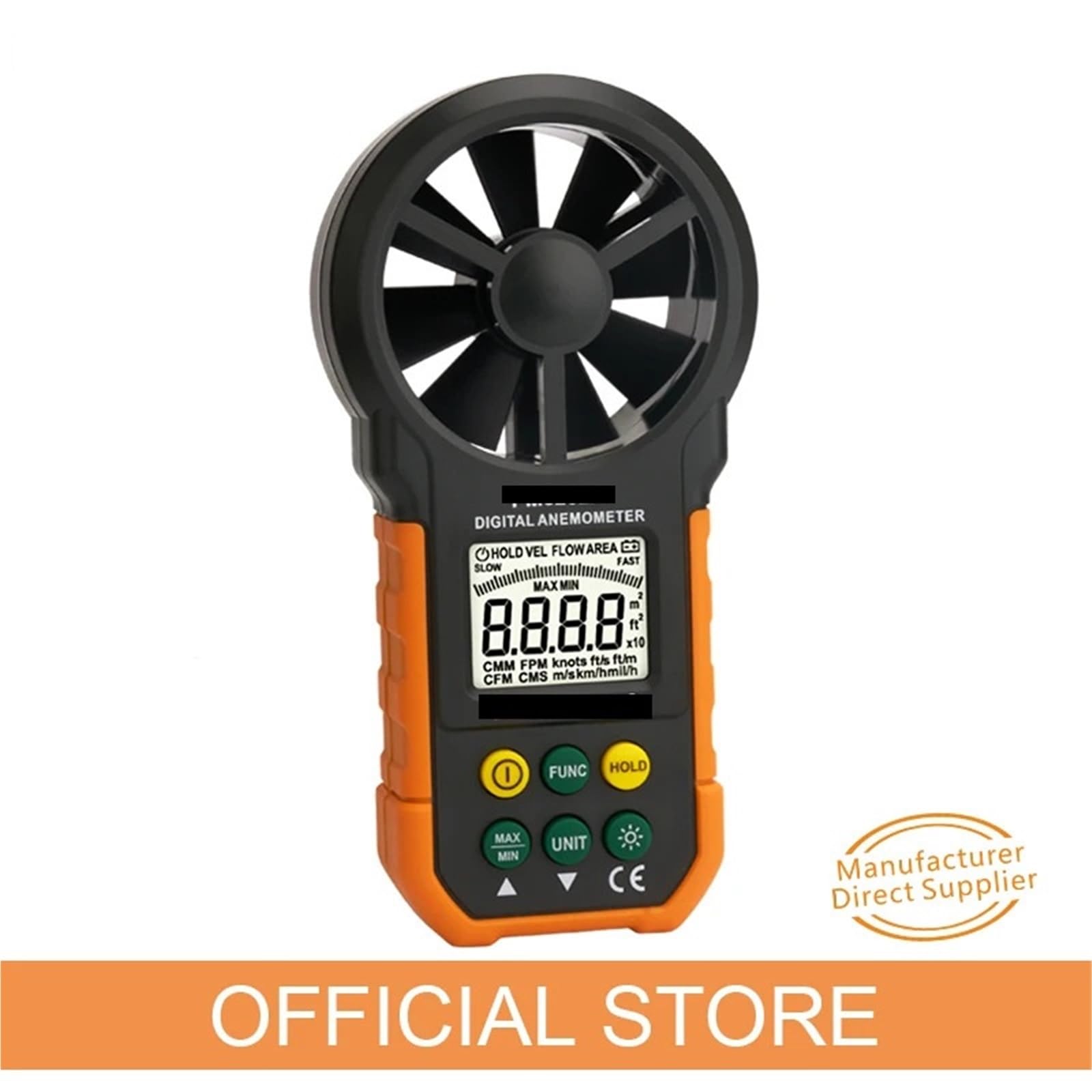 Anemómetro Portátil, Anemómetro de mano con pantalla LCD digital, medidor de velocidad del viento, instrumento industrial for medir la velocidad del viento en interiores y exteriores.