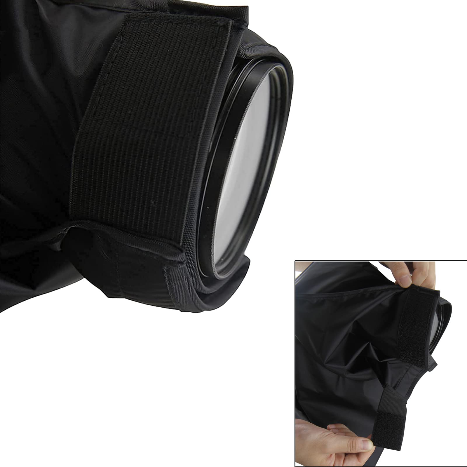 JJC Nylon Kamera Regenabdeckung mit Augenmuscheln für Canon 6DII 5DIV 850D | Robuste Nylon-Hülle | transparentes Monitorfenster | 3 Augenmuscheln L/M/S | vorderer Klettverschluss | Allwetterschutz