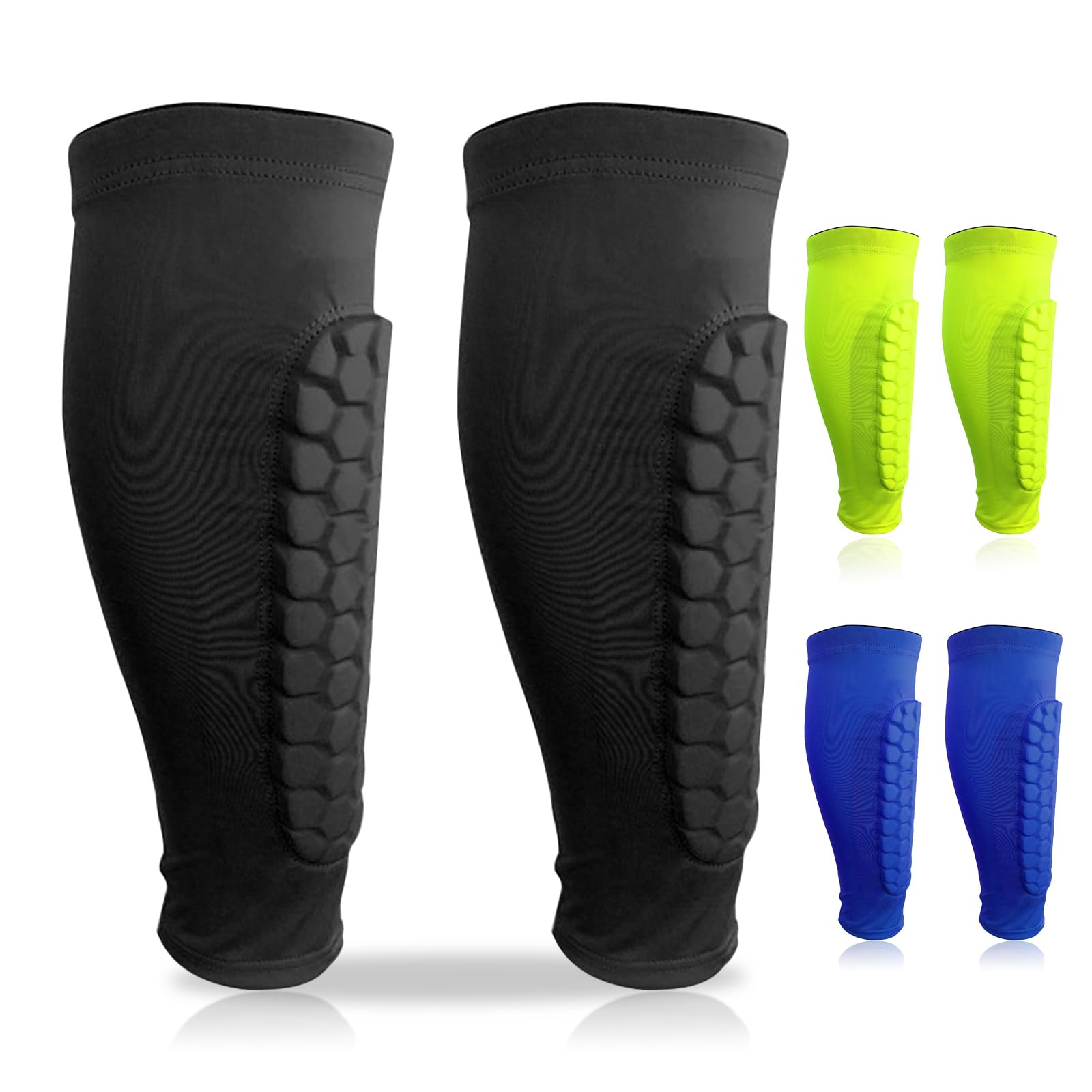 Espinilleras de fútbol con calcetines de mangas, ergonómicas y elásticas para fútbol, baloncesto, ciclismo, escalada