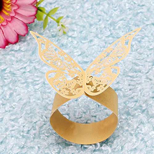 King&Pig 50Pcs Laser Cut Butterfly Shape Napkin Rings For Dinners Lunch Tables Home Wedding Birthday Date Anniversray Party Decorations (Gold) #TOP5