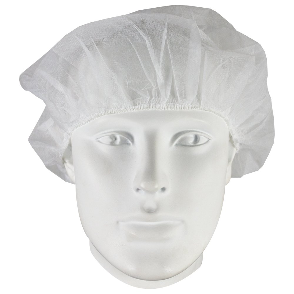 Gorro Desechable Redondo PP (Polipropileno) - Caja de 1000 Uds - Blanco - para Hostelería, Industria y Alimentación - CE