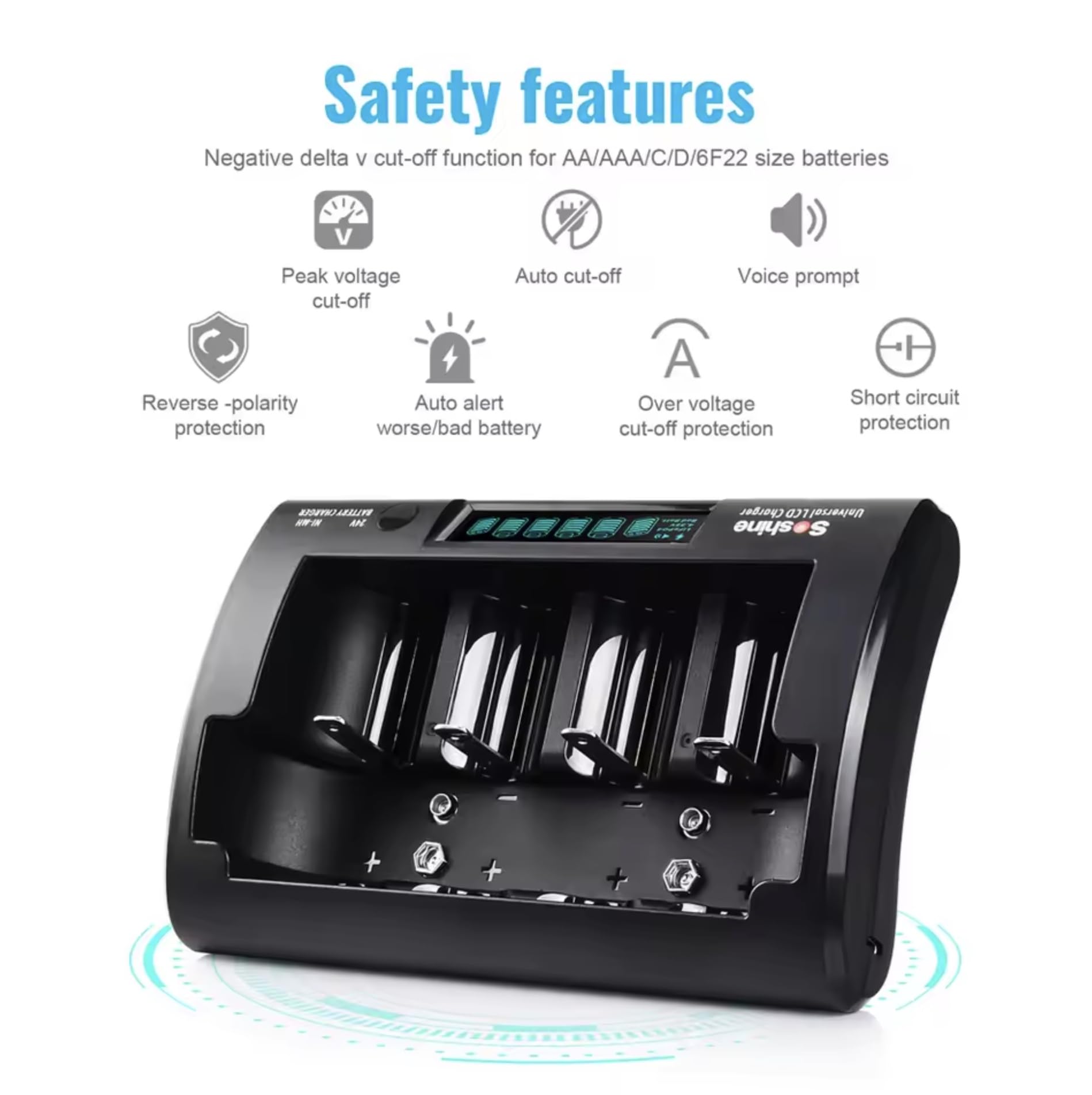 Chargeur universel LCD professionnel, Li-on Ni-Mh LiFePO4