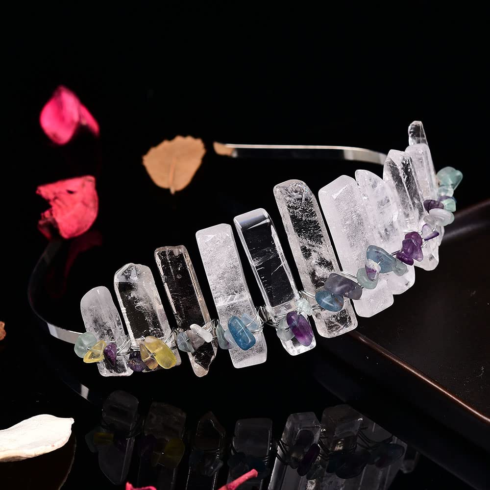 Amazon.com: JIC Gem Clear Quartz Crystal Crown Raw Quartz  display picture 2