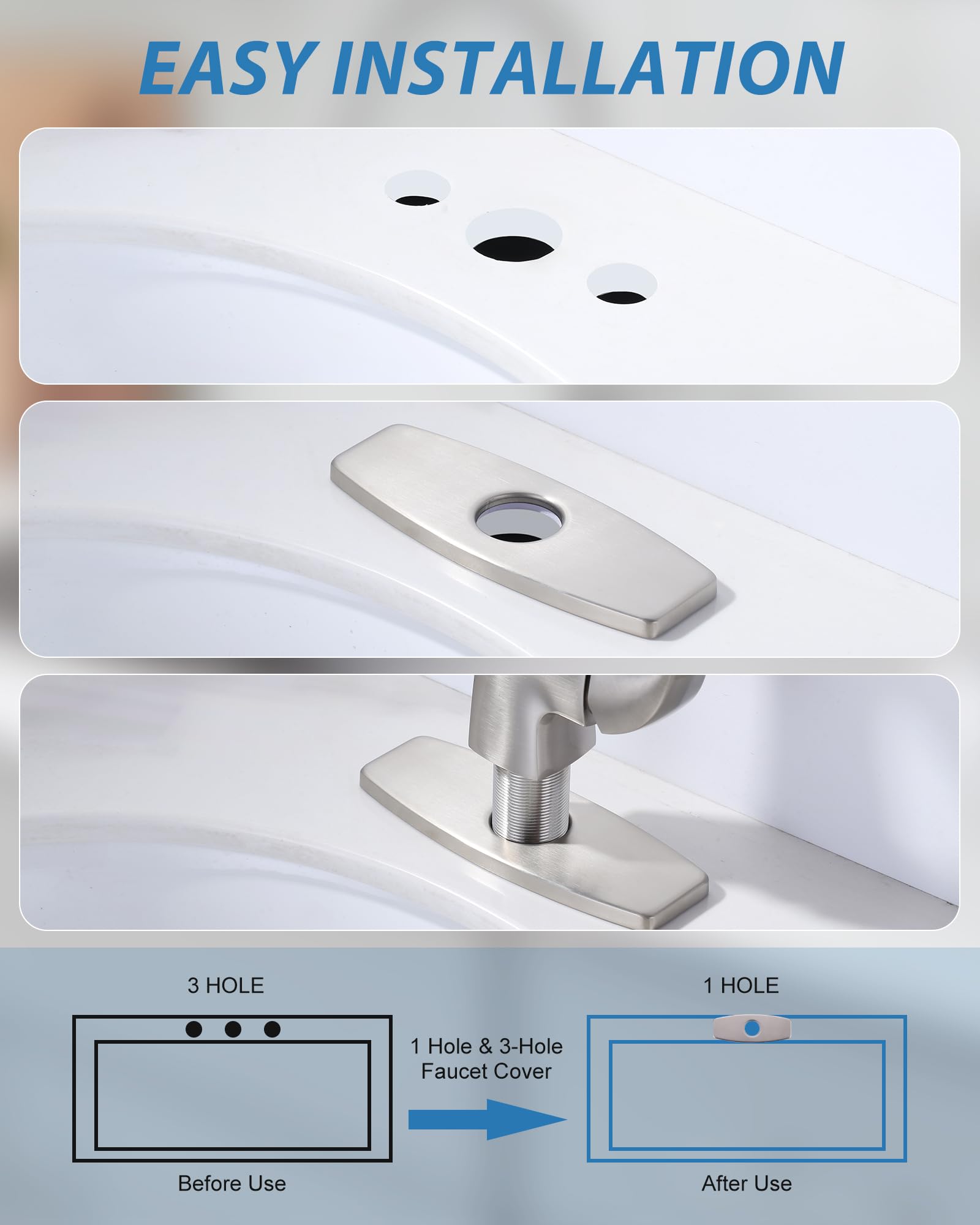 Bathroom Faucet Escutcheons Brhed Nickel: 6 Inch Sink Hole Cover - View #4
