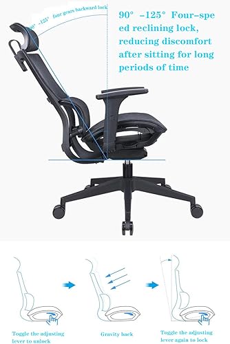 Miniatura 6 de Cómoda silla de oficina ergonómica de lujo silla de escritorio de malla con respaldo alto silla de computadora grande con reposabrazos 4D soporte