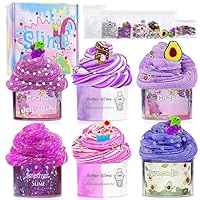 Mexgcom Slime Set, Fluffy Slime Clear Slime & Butter Schleim Bunter 6X70ml Kinder Schleim Selber Machen Set für Children’s Party Gift, Oster Halloween & Weihnachts Geschenke (Purple)