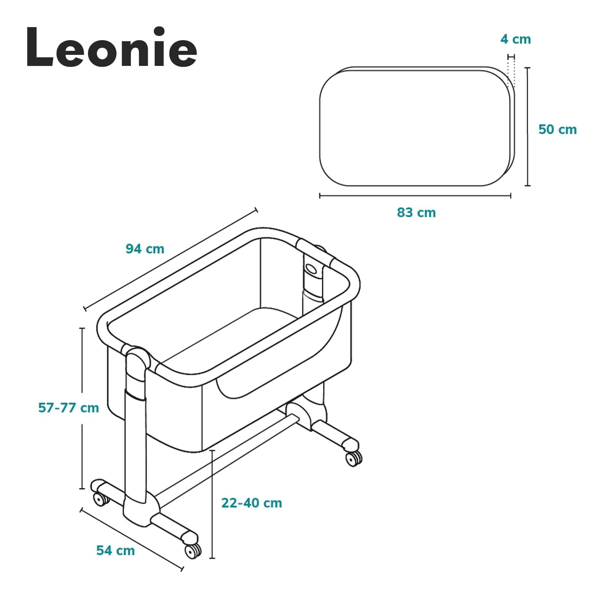 lionelo LEONIE culla e lettino da affiancare per neonato con materasso e funzione dondolo Regolazione in altezza a 5 livelli Opzione d’inclinazione Arioso co-sleeping portatile culla 2 ruote (Beige)