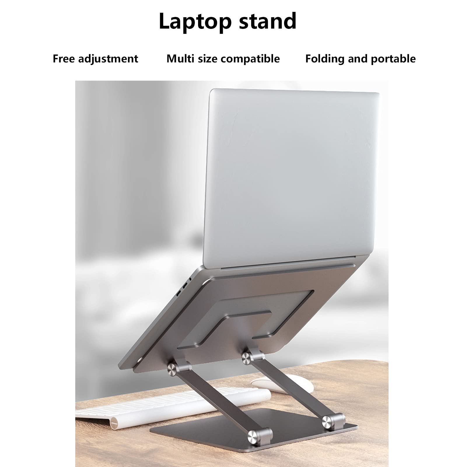 Supporto per Laptop Pieghevole Portatile in Lega di Alluminio Supporto per Notebook Supporto per Rialzo per Computer Supporto di Raffreddamento per Computer Argento,
