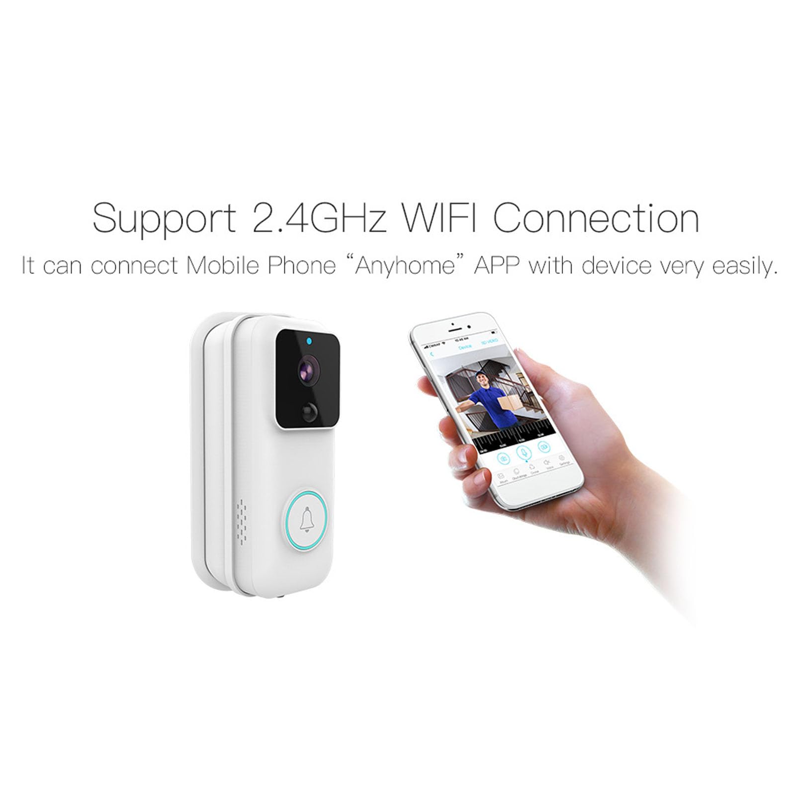 Videocitofono, Videocamera per Campanello con Campanello Video Intelligente WiFi Bidirezionale 1080p per Casa