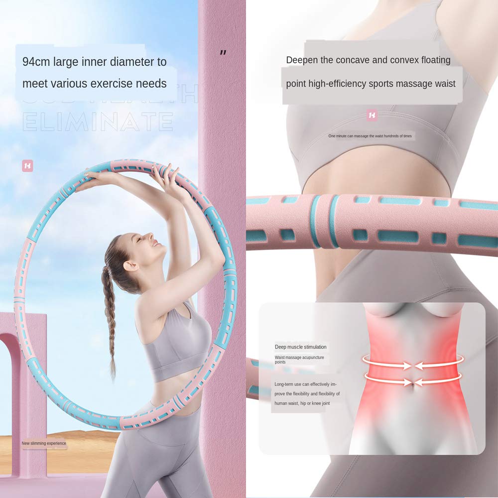 Hula Hoop, Fitness Hula Hoop, Abnehmbarer Hula Hoop aus Edelstahl mit 94 cm Durchmesser, geeignet für Fitnessstudio/Zuhause/Büro/Outdoor und andere Orte