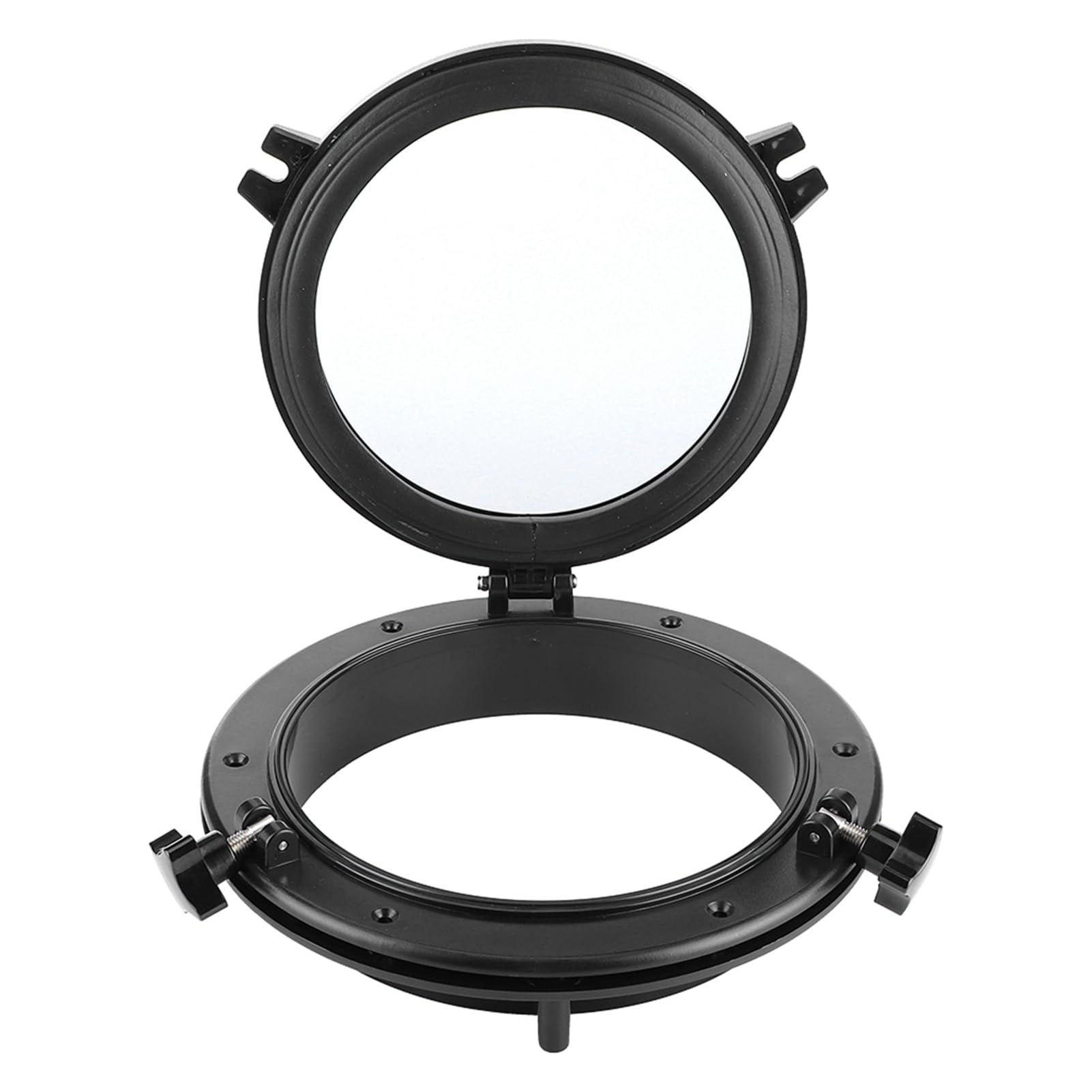 Ejoyous Portillo de Barco de 10 Pulgadas, Ventana de Portillo Marino Negro con Vidrio Templado y Acero Inoxidable ABS 316, Diámetro Exterior Redondo de 265 Mm para Yate de Barco RV