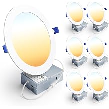 Ensenior 6 Pack 7 Inch LED Recessed Ceiling Light, Dimmable, 2700K-5000K 5CCT, 1600LM 15W 120V, High Brightness Canless Wafer Downlight