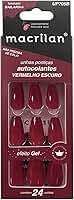 Unhas postiças formato bailarina com adesivo - vermelho escuro - Plástico ABS