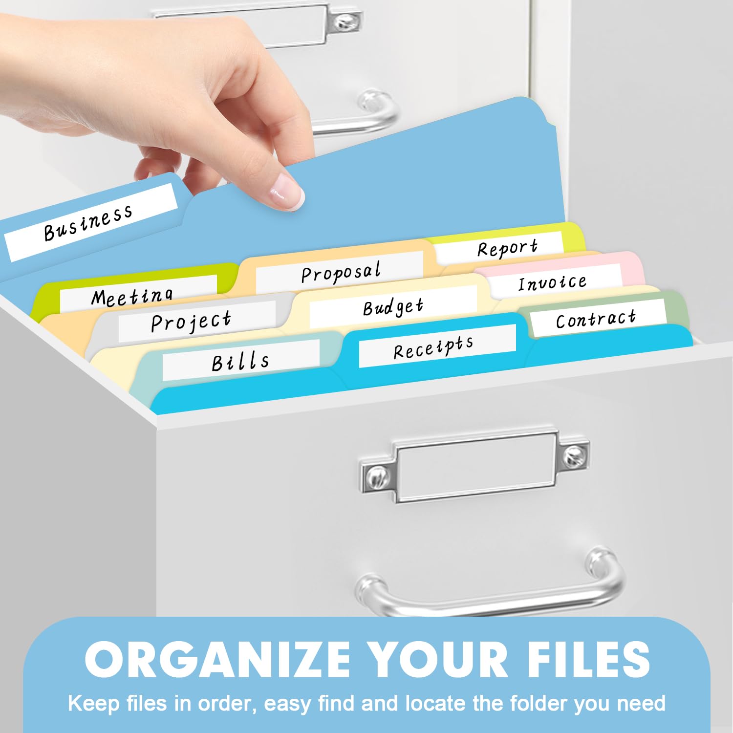 RAZCC - Carpeta de archivos, paquete de 250 carpetas de archivos de colores, tamaño carta, tamaño carta, carpetas de archivo con pestañas para oficina, escuela, negocios, 10 colores surtidos
