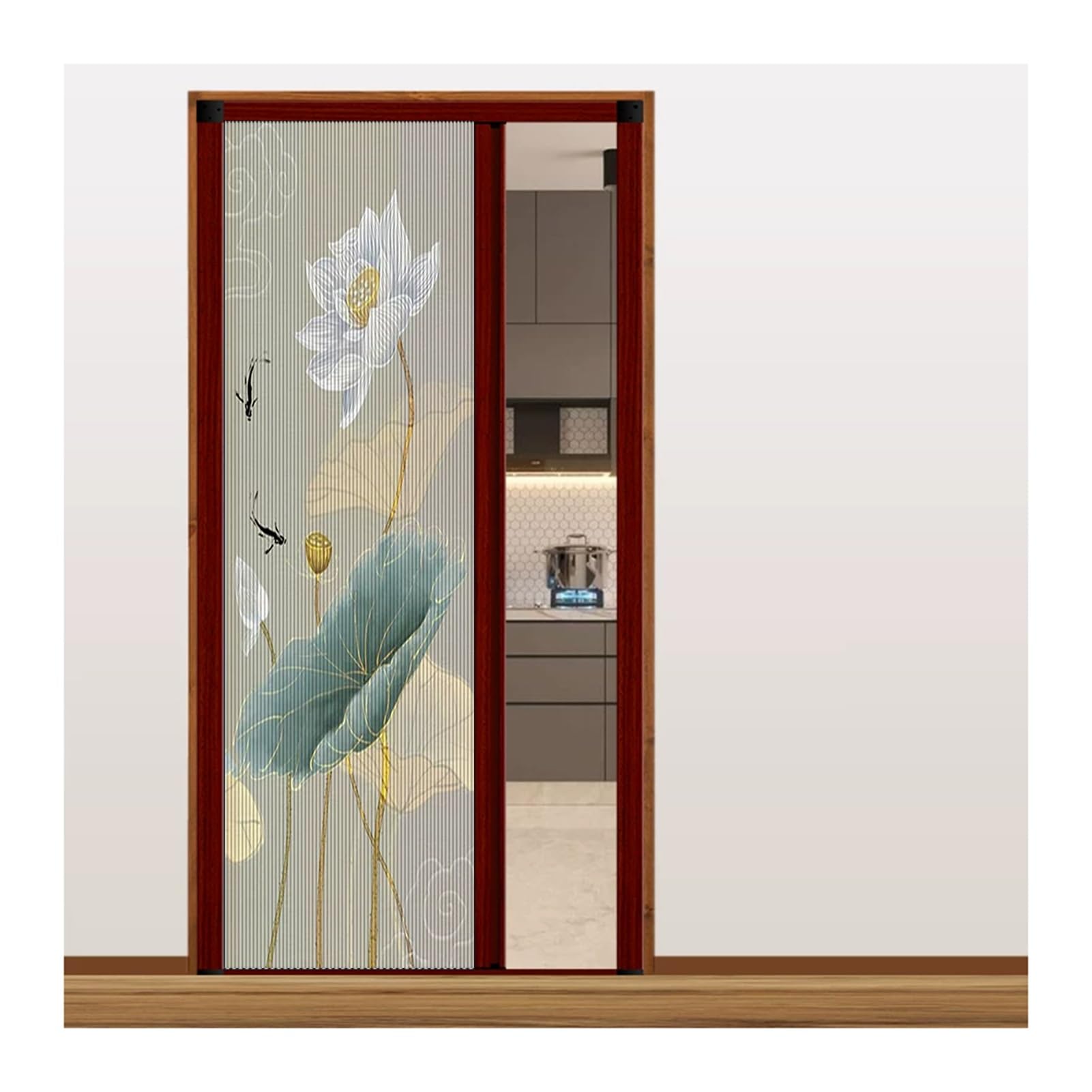 Renter Friendly No Drill Accordion Door, Honeycomb Fabric Partition, Waterproof Sliding Door for Rental Closet Shower Tiny Pantry(Red Frame,80x220CM)