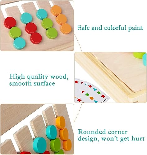 Miniatura 5 de Montessori Learning Toys Slide Puzzle Color  Shape Matching Brain Teasers Logic Game Preschool Educational Wooden Toys for Kids Boys Girls Age 3 4 5