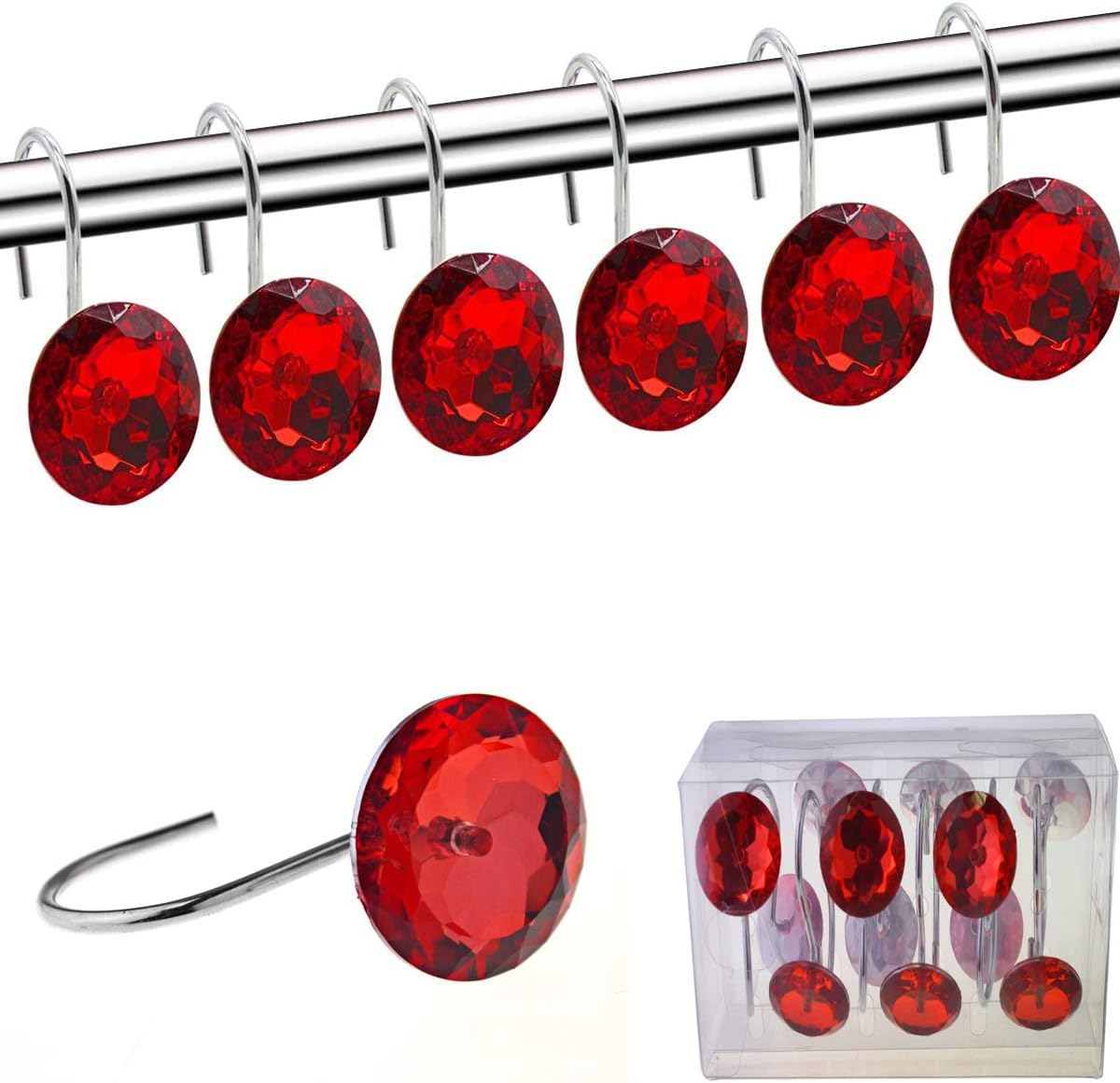 YUYIKES Shower Curtain Hooks Diamond Shape Shower Rings