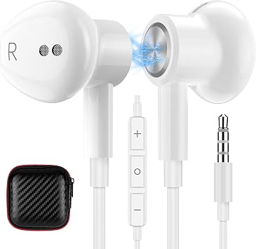 TITACUTE 3.5mm Earbuds Noise Canceling Headphones with Microphone Magnetic  in-Ear Wired Stereo Jack Earphones