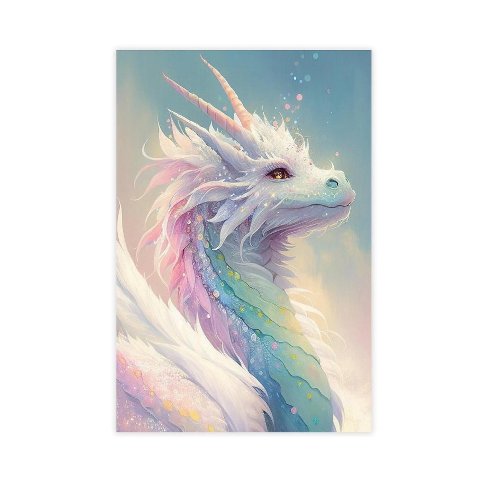 Bareronor Watercolor Dragon Poster (6) Canvas Poster Bedroom Decor Landscape Office Room Decor Gift 24" L X 36" W