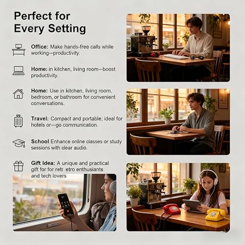 Miniatura 3 de Retro Phone Handset, 2026 Upgrade Retro Phone Handset for iPhone Android, Type-C Retro Telephone Wired HAndset Style Landline Handle Receiver for