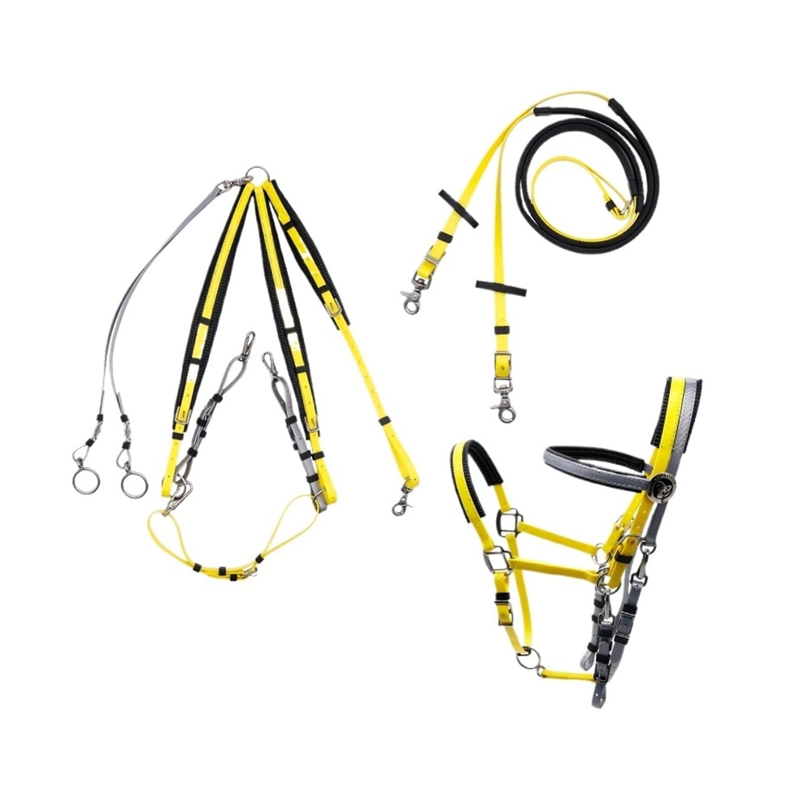 Endurance Horse Tack - Juego completo de cabestro estilo brida de nailon de cuero y PVC, juego completo de equipo de equitación, disponible (naranja)