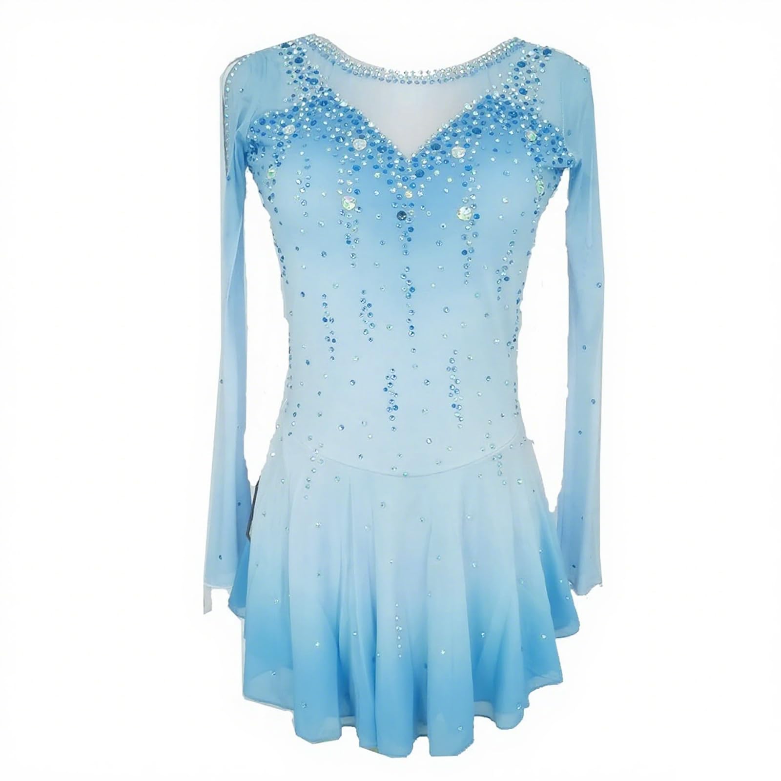LIUHUO Elegantes blaues Eiskunstlaufkleid für Mädchen und Damen – Wettkampf-EIS-Tanzkleid – Skating-Kleidung
