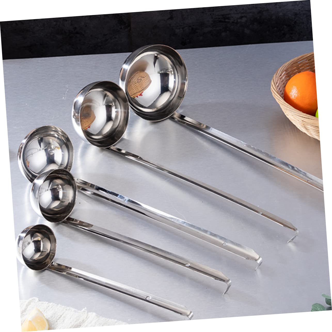 MAGICLULU 3piezas Cuchara De Acero Inoxidable De Mango y Gancho Para Verter Utensilio De Cocina Para Salsas y Sopas