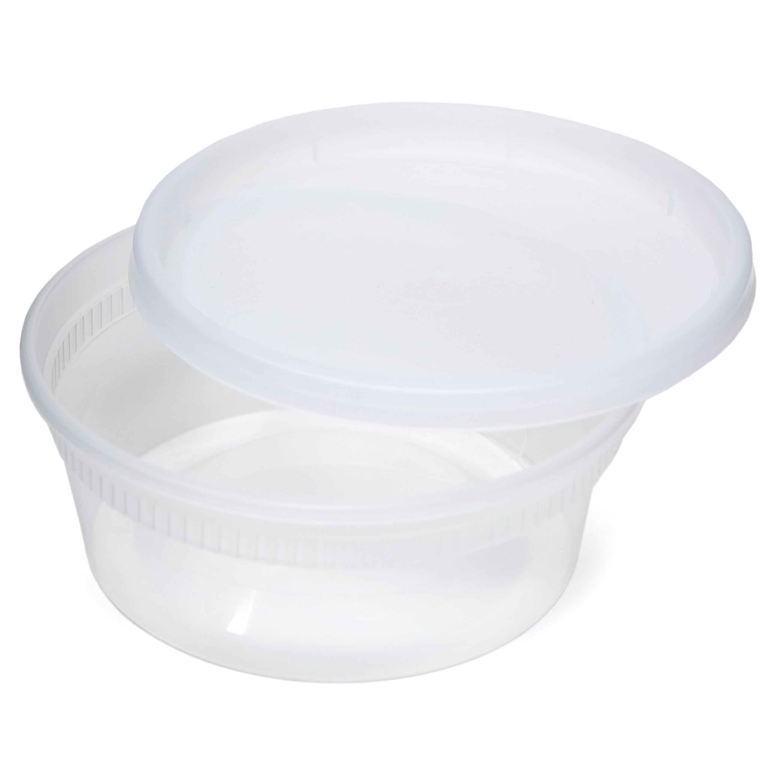 Set of 2 Newsprint YL2508 Detainer Clear Round Deli Container Combo Pack 240/CS, 8 oz.