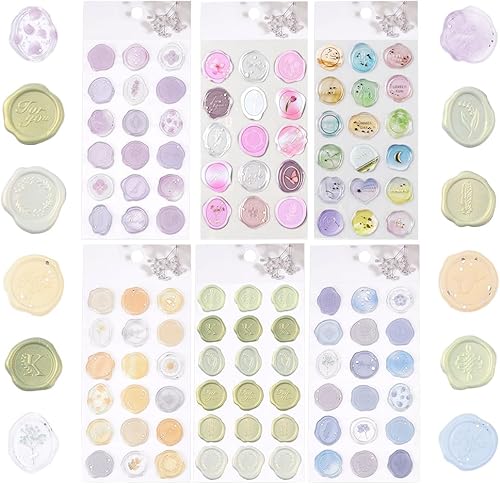 CRASPIRE 108 calcomanías de sellado de cera, calcomanías de sellado de invitación de boda, PVC transparente, para invitación, tarjetas de