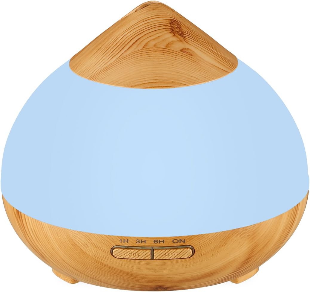 Aromatherapy Essential Oil Diffuser, Mclife 300ml Personal Cool Mist Humidifier Diffuser Wood Grain with 7 Color LED Lights for Home Bedroom Office Living Room Study Yoga Spa gym and patio