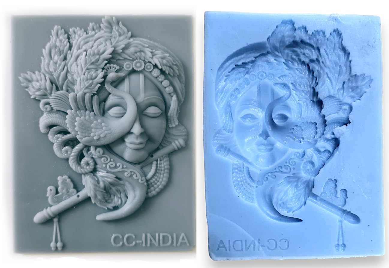 ANP_ Hinduism God Krishna Creative Decoration Frame Pattern, God of Protection, Compassion, Tenderness, and Love Silicone Mold-image-6