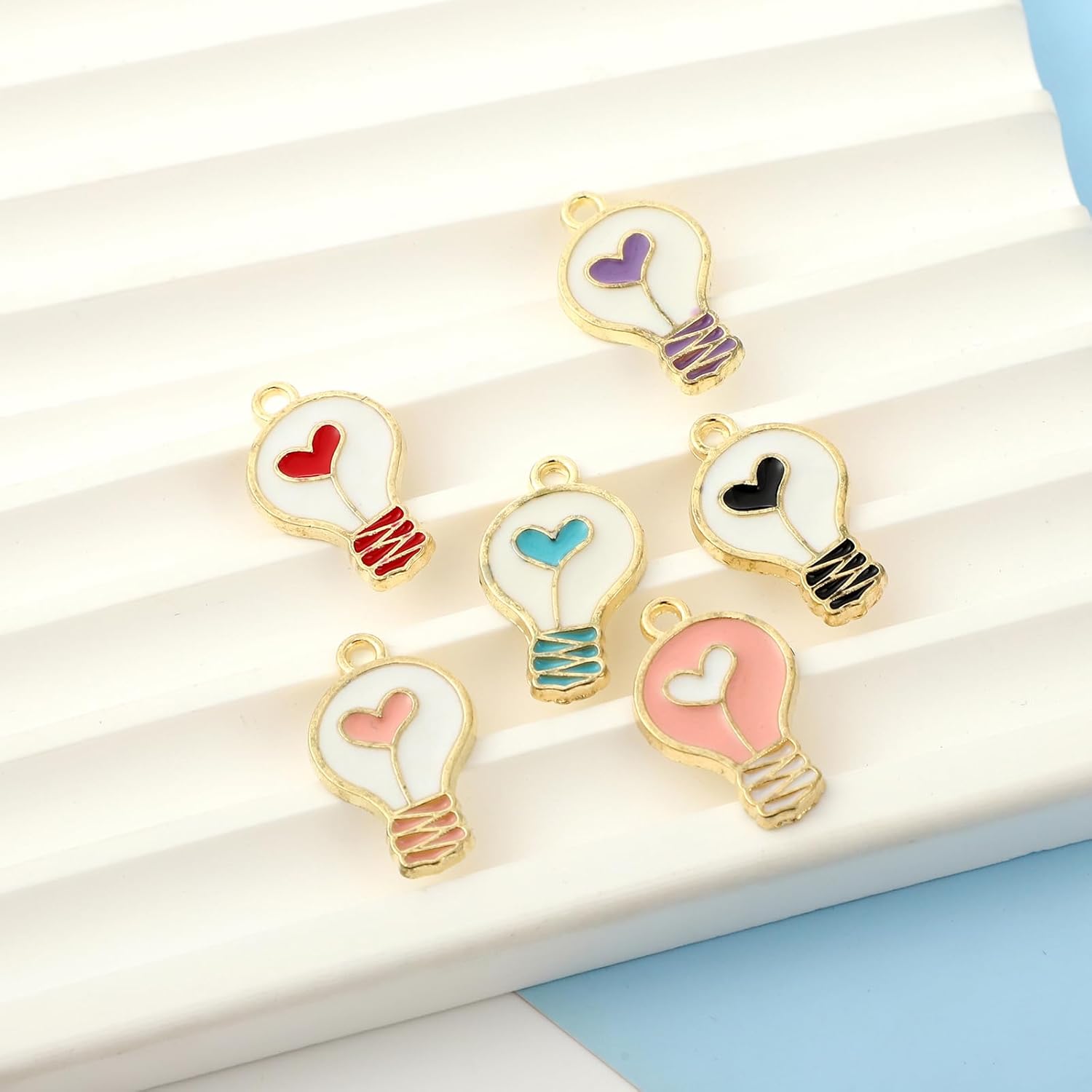 6 Colors Light Bulb Charms Pendants Enamel Colorful Charms For Key Chain Jewelry Making Alloy Charm DIY Necklace Bracelet - Image 2