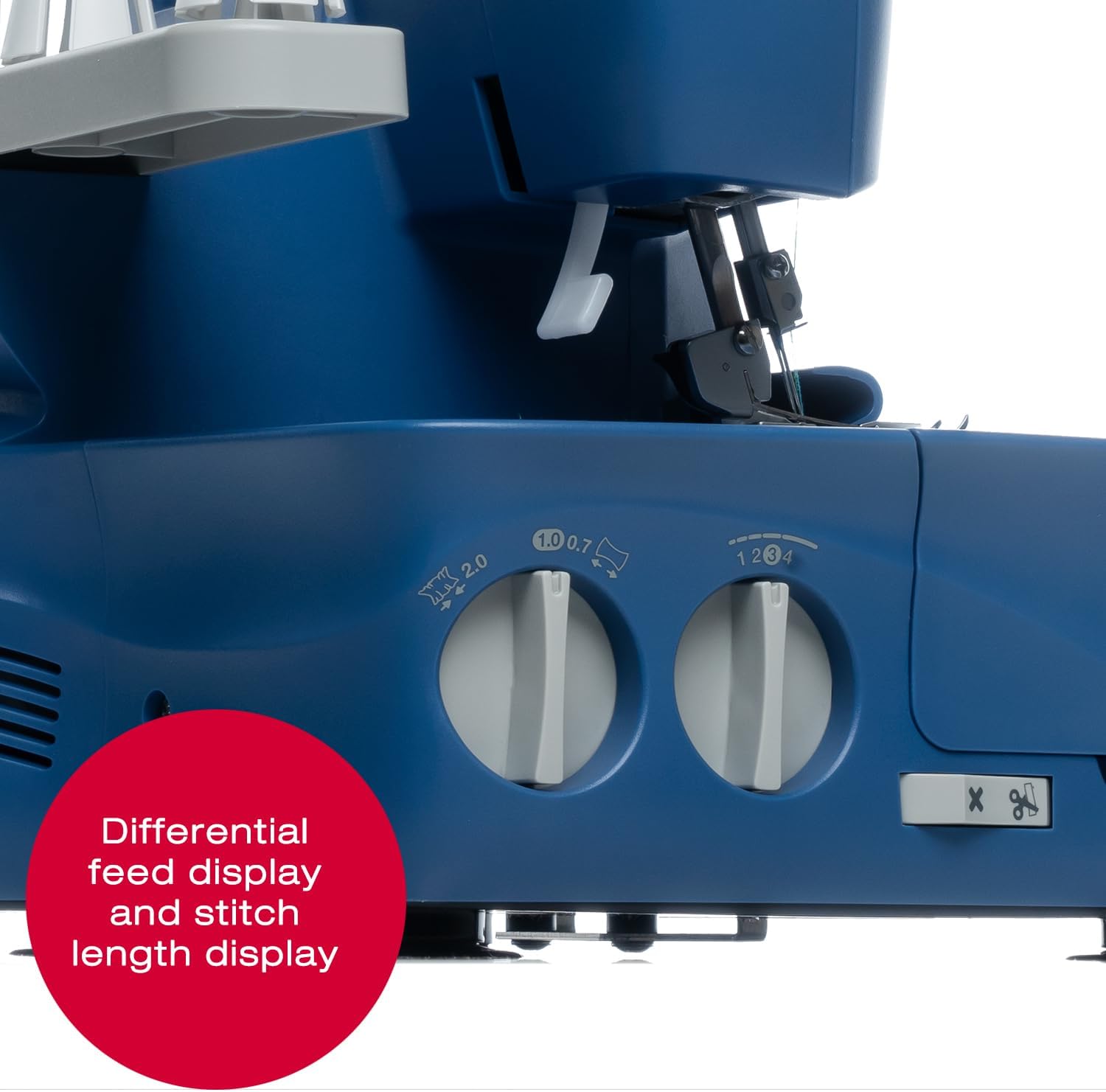 SINGER® S0230 Navy Blue Overlock Serger | 2/3/4 Thread Capability | 1300 Stitches/Min | Color-Coded Threading, Differential Feed, Free Arm, Accessories Included | Professional Seam Finishing