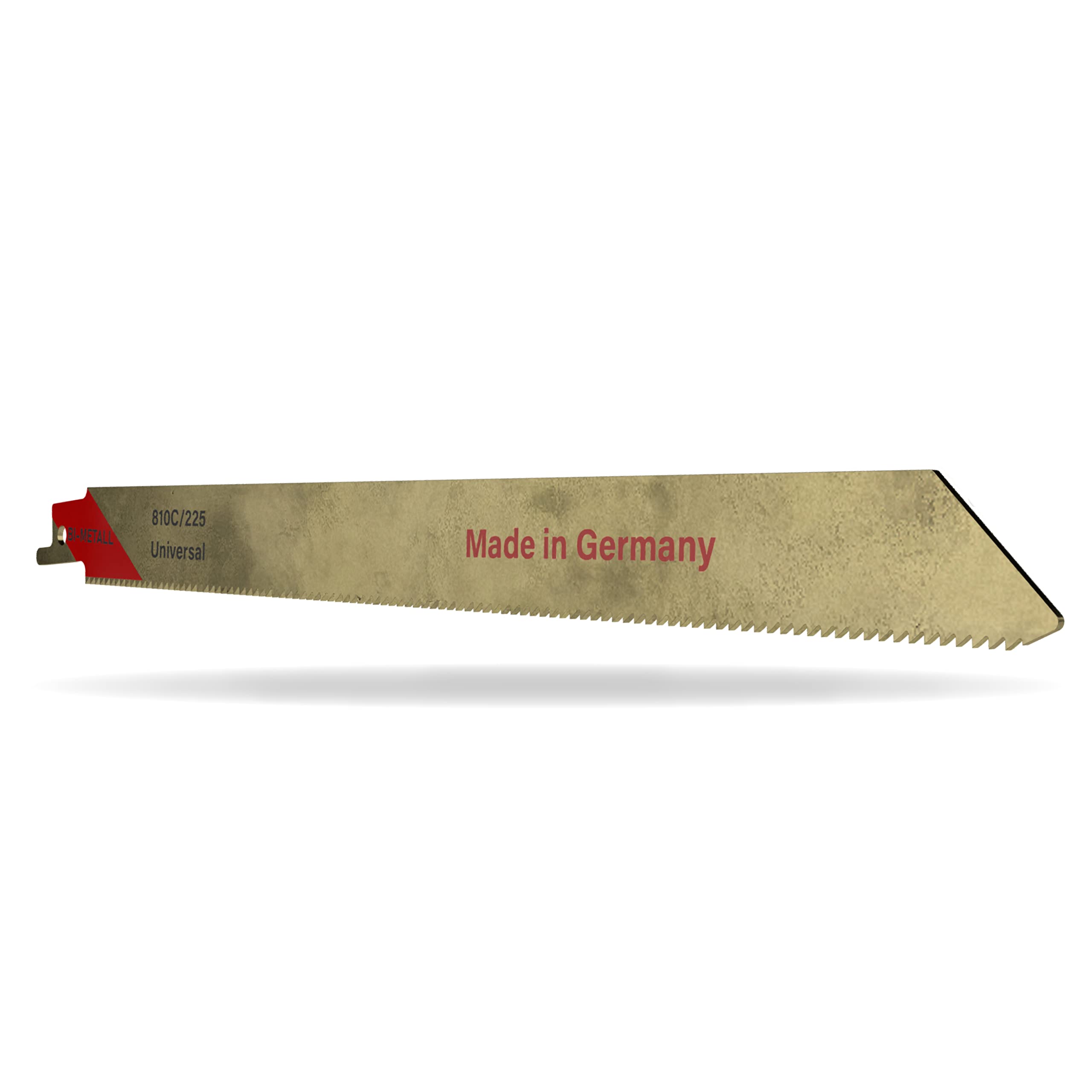10x hoja de sierra de sable 810C/225 bimetálica para madera con restos de metal, acero a partir de 3 mm - 225 x19 x0,9 mm, ZPZ 8/10 - Made in Germany