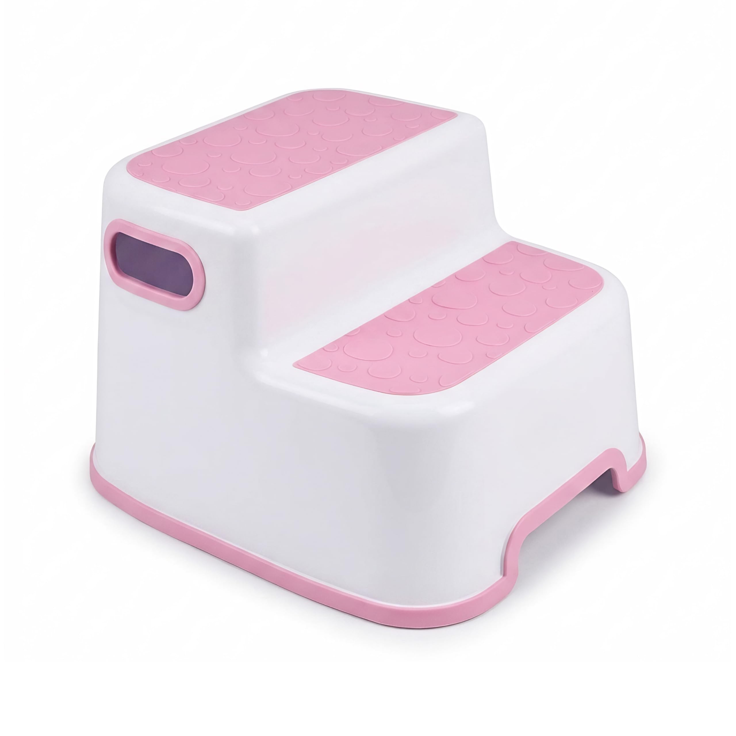 DIVCHI Double Step Stool for Kids Non-Slip Toddler Steps 2-Up Bathroom Stools with Carry Handles For Potty Training Bathroom & Kitchen Use (Pink)