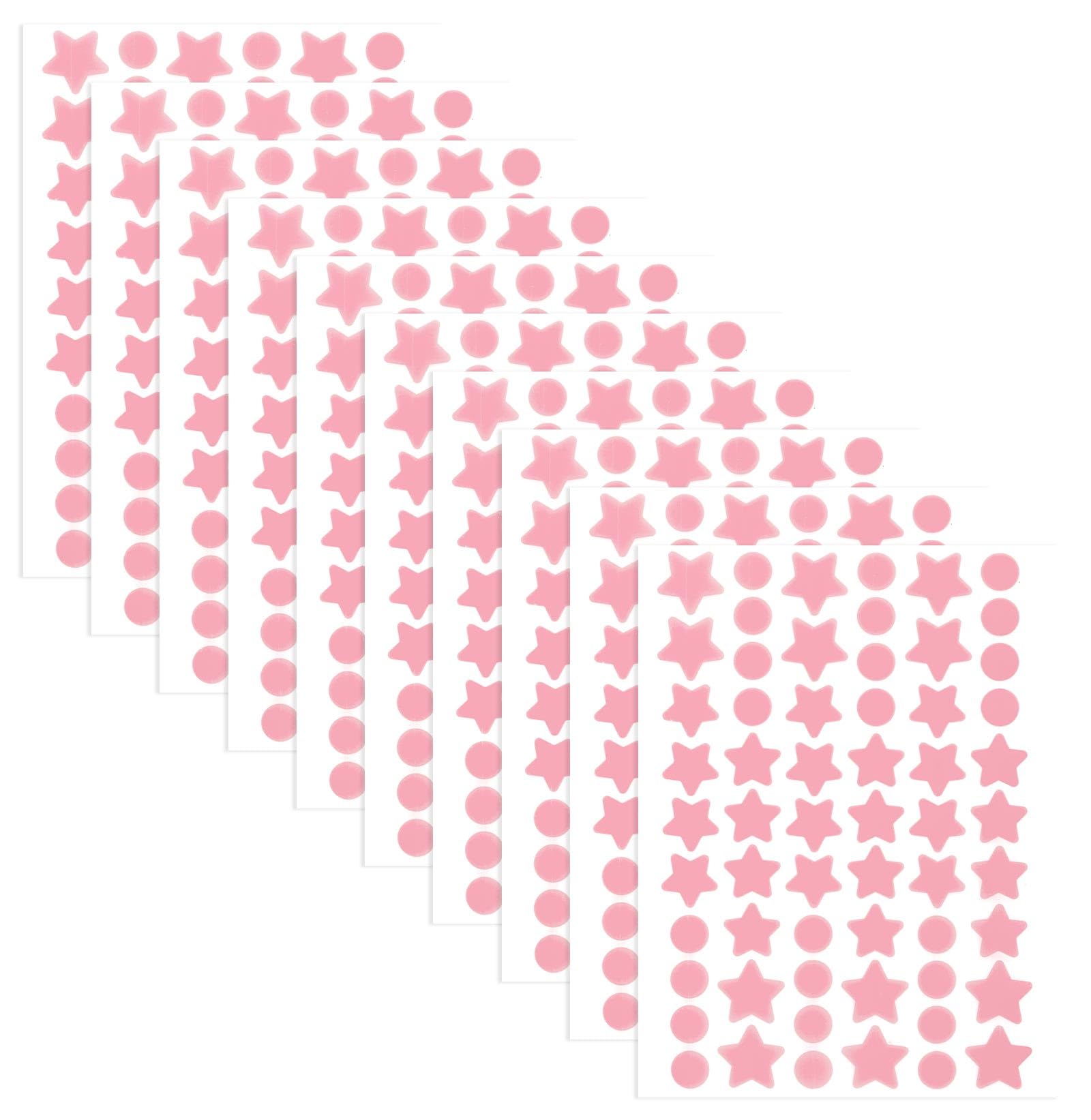 Gosknor 600pz Rosa Cerotti per Brufoli, 240 Copri Brufoli Rotondi Viso 240 Piccoli Cerotti l'Acne a Forma di Stella e 120 Grandi Patch l'Acne a Forma di Stella per Feste Trucco