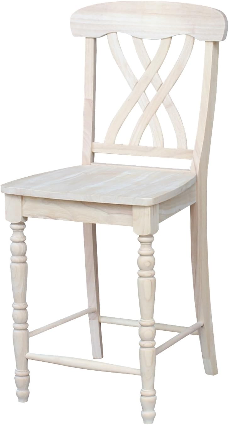 24" Unfinished Parawood Lattice Counter Height Barstool