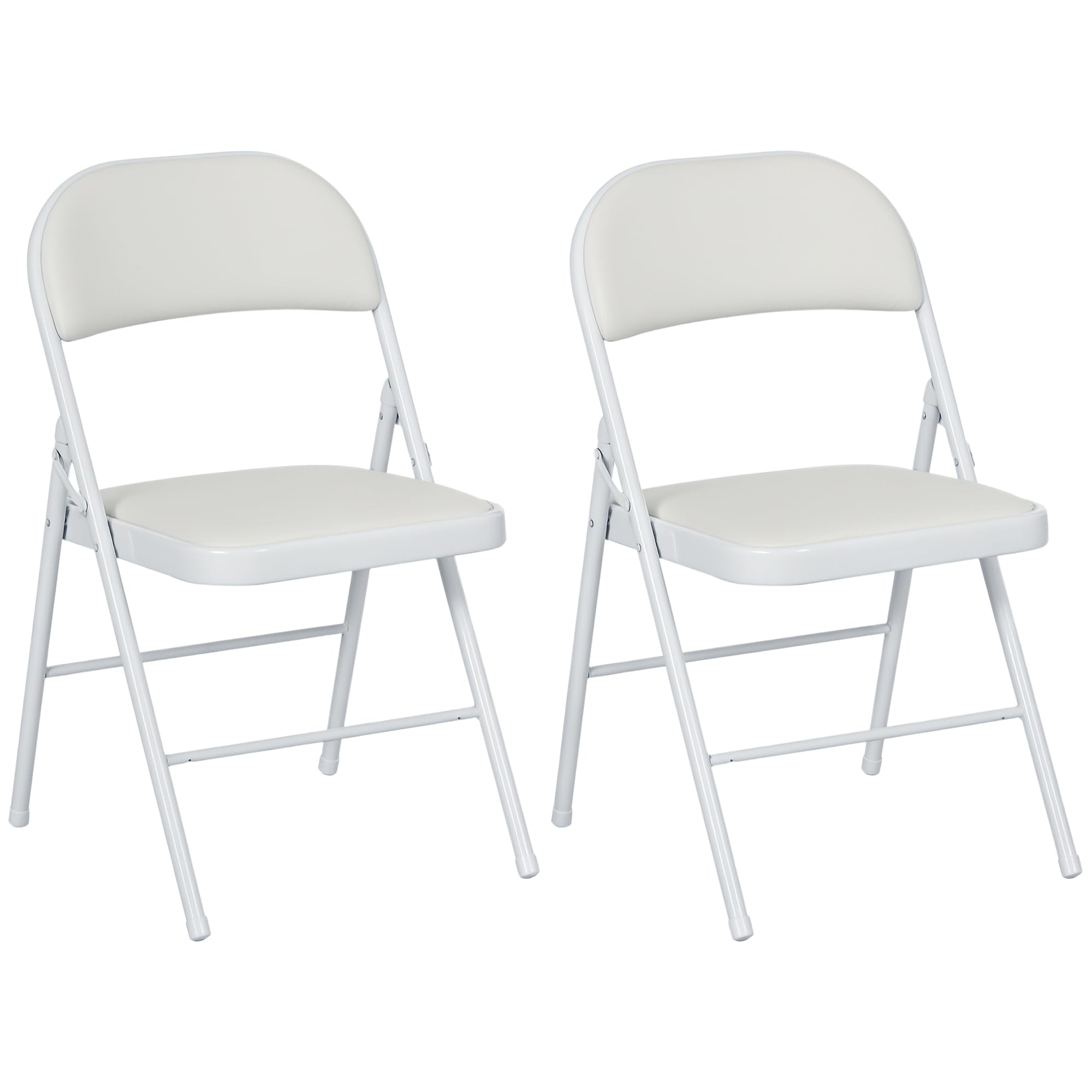 HOMCOM Juego de 2 Sillas Plegables Sillas Abatibles con Respaldo y Estructura de Acero para Salón Oficina Estudio 45x46x78 cm Blanco